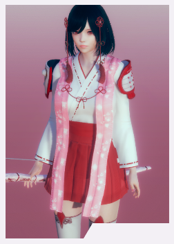 《AI少女》黑色短發和風短裙白絲巫女MOD