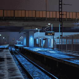 《Wallpaper Engine》雪中的露天鐵路站臺像素風動態壁紙