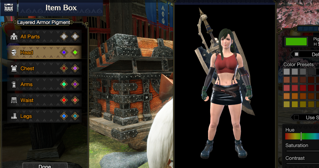 《怪物獵人崛起：曙光》最終幻想7蒂法服裝替換炎火村套MOD