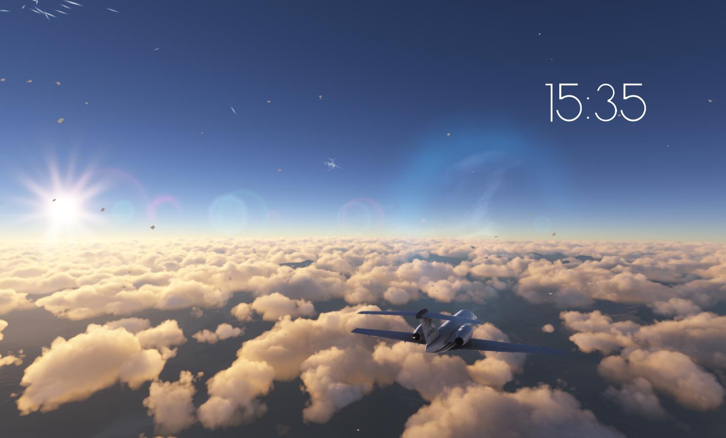 《Wallpaper Engine》微軟模擬飛行云層之上記時動態壁紙