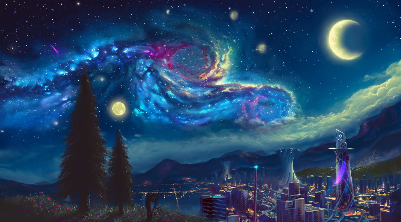 《Wallpaper Engine》流動星空奇幻風繪圖動態壁紙