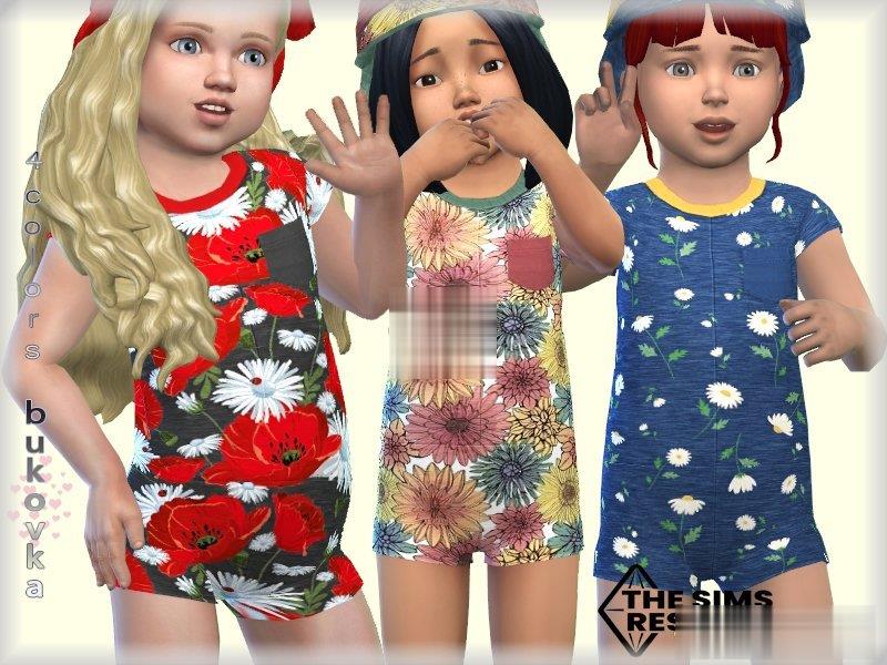 《模擬人生4》幼兒的彩色印花連衣褲MOD