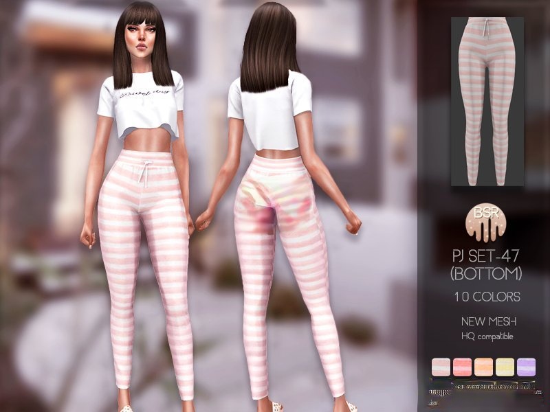 《模擬人生4》粉白色女性長褲MOD