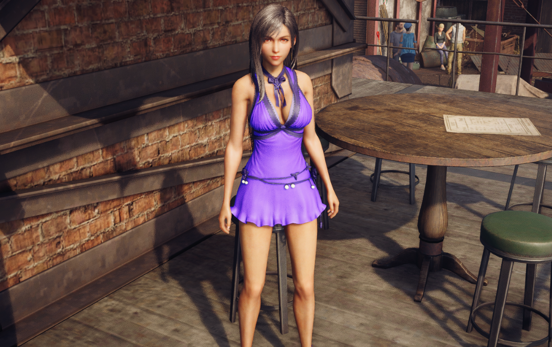《最終幻想7：重制版》蒂法紫色連衣裙小麥色皮膚MOD