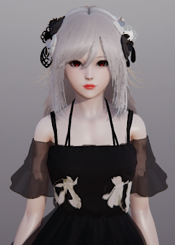 《AI少女》銀發紅瞳黑色哥特連衣裙蘿莉MOD