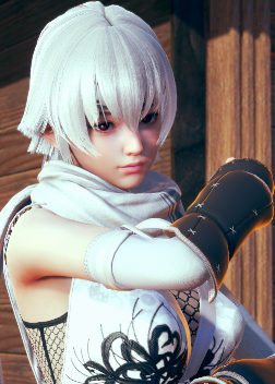《AI少女》白色短發紅色瞳孔和服女忍者MOD