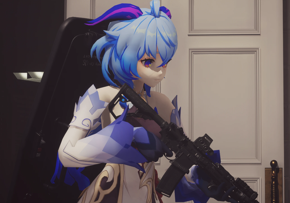 《嚴(yán)陣以待》藍(lán)發(fā)少女甘雨替換法官MOD