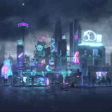 《Wallpaper Engine》科幻炫光燈城市遠景動態壁紙