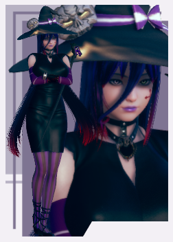 《AI少女》黑色巫師帽黑色緊身裙紫發御姐MOD