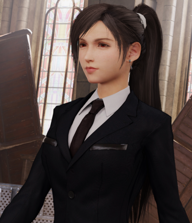 《最終幻想7：重制版》蒂法高冷黑色西裝高馬尾MOD