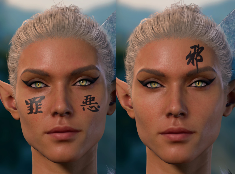 《博德之門3》臉部漢字紋身MOD
