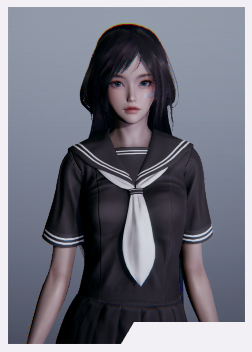 《AI少女》黑色長發(fā)黑色水手服女高中生MOD