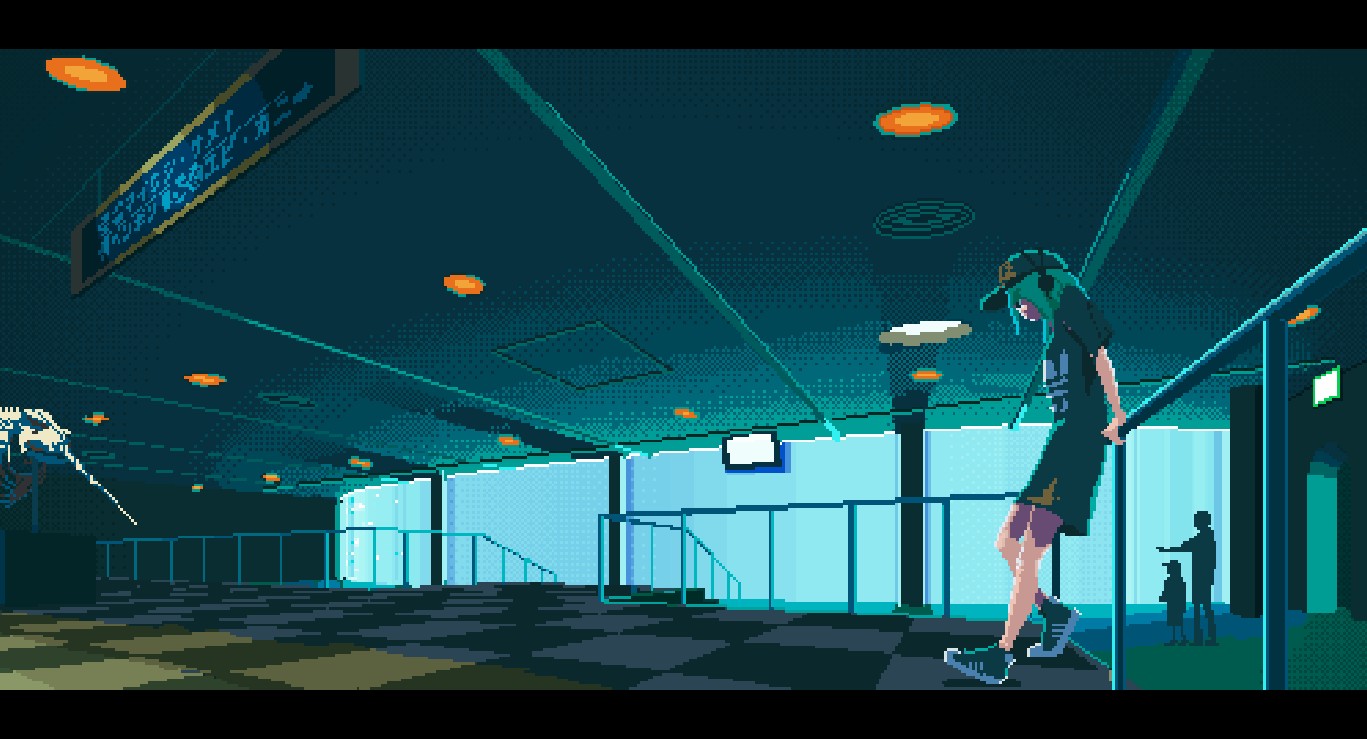 《Wallpaper Engine》像素風水族館中的少女動態壁紙