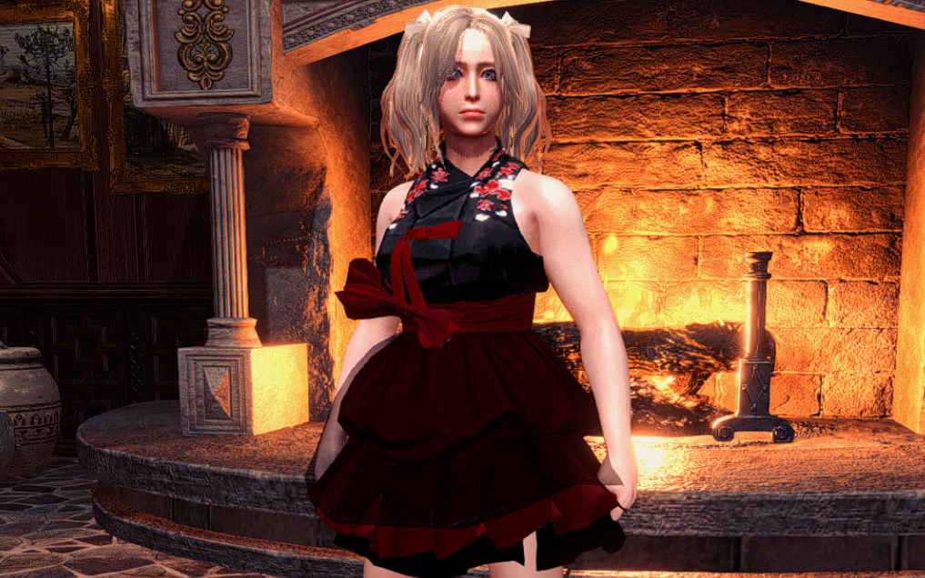 《怪物獵人世界：冰原》黑衣黑裙優雅韓服MOD