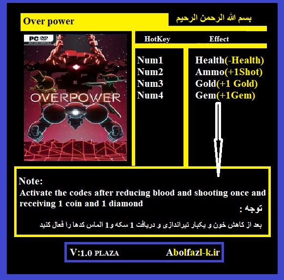 《Overpower》v1.0四項修改器