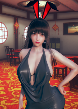 《AI少女》兔女郎寬松黑色晚禮服MOD