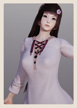 《AI少女》黑色長發白色連衣短裙文靜小姐姐MOD
