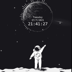 《Wallpaper Engine》黑白卡通畫宇航員動態壁紙