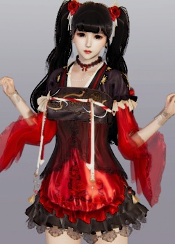《AI少女》深紅連衣裙雙馬尾蘿莉MOD