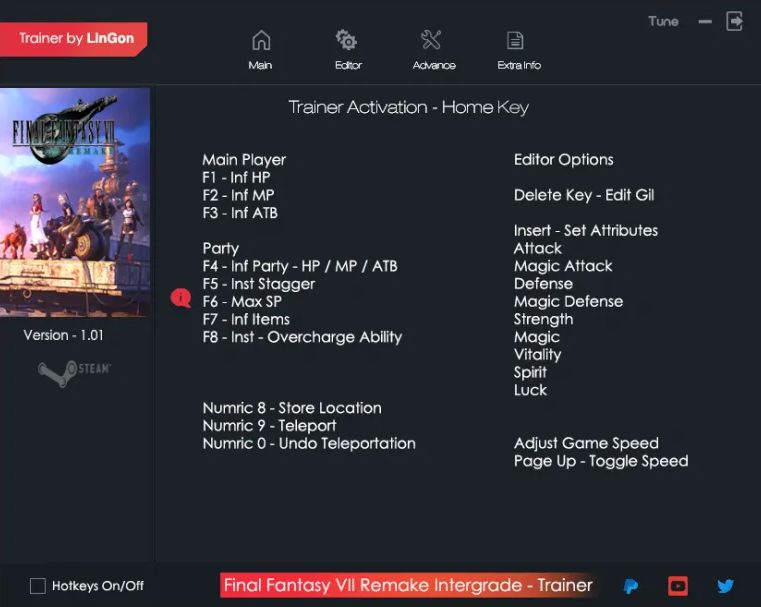 《最終幻想7：重制版》v1.01二十一項修改器LinGon版