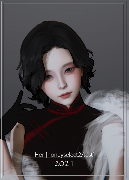 《AI少女》黑色修身旗袍氣質淚痣美人MOD
