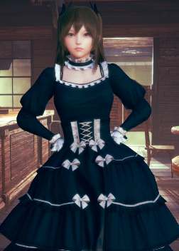 《AI少女》褐色雙馬尾黑色哥特長裙美少女MOD