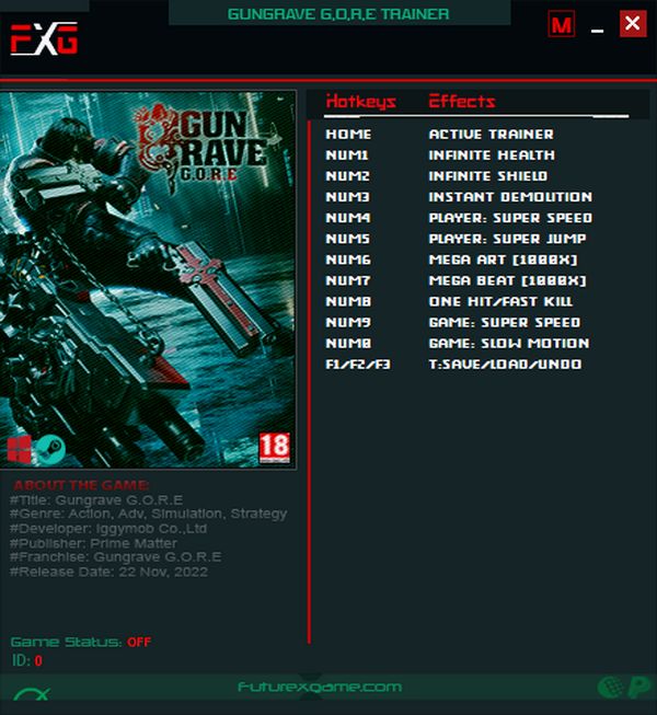 《銃墓G.O.R.E》v2022.11.22十一項修改器[FUTUREX]