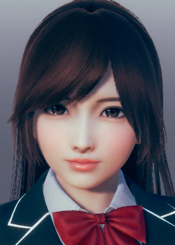 《AI少女》黑色披肩發紅色領結校服學姐MOD