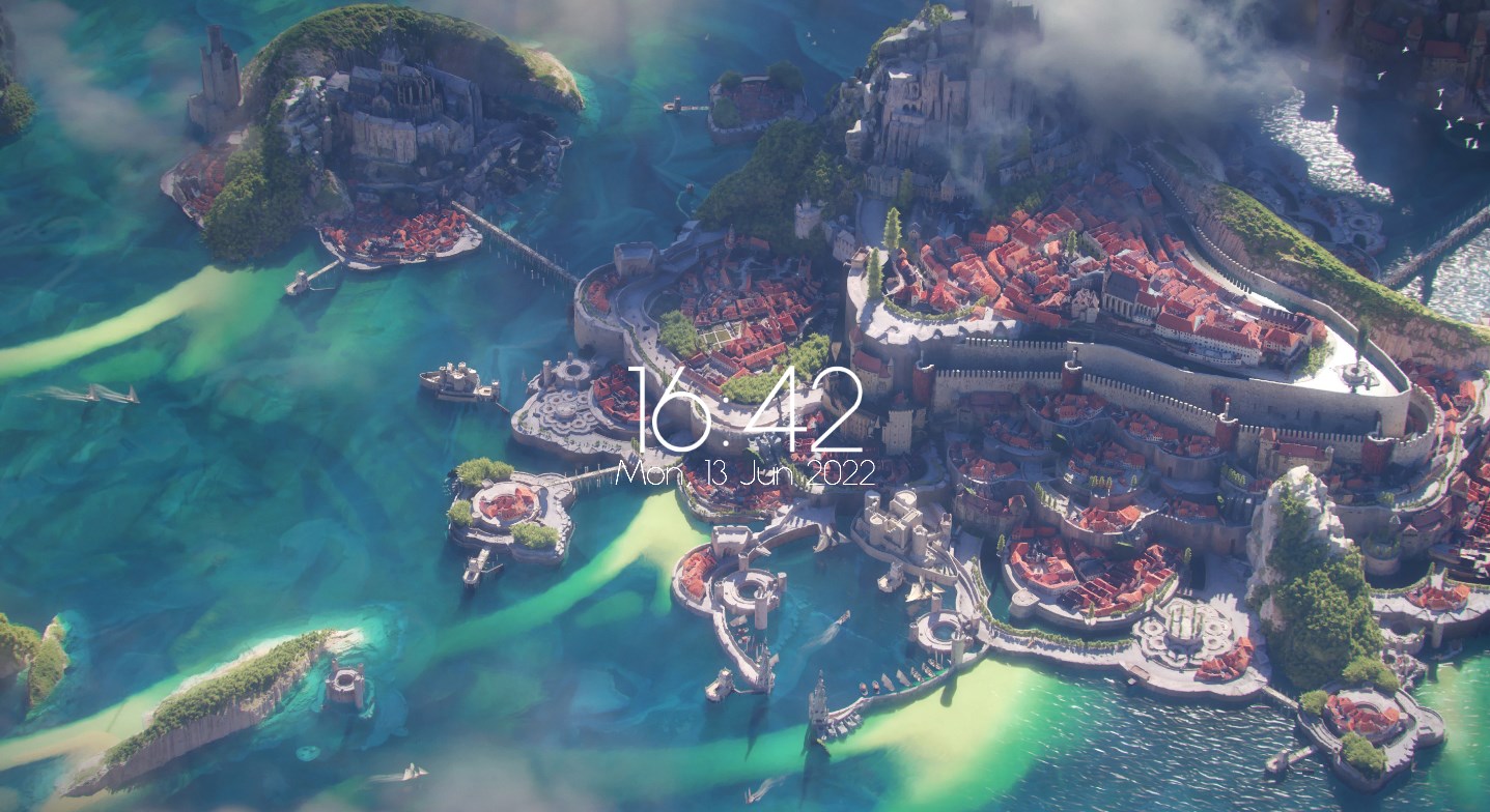 《Wallpaper Engine》幻想風海上城繪圖動態壁紙