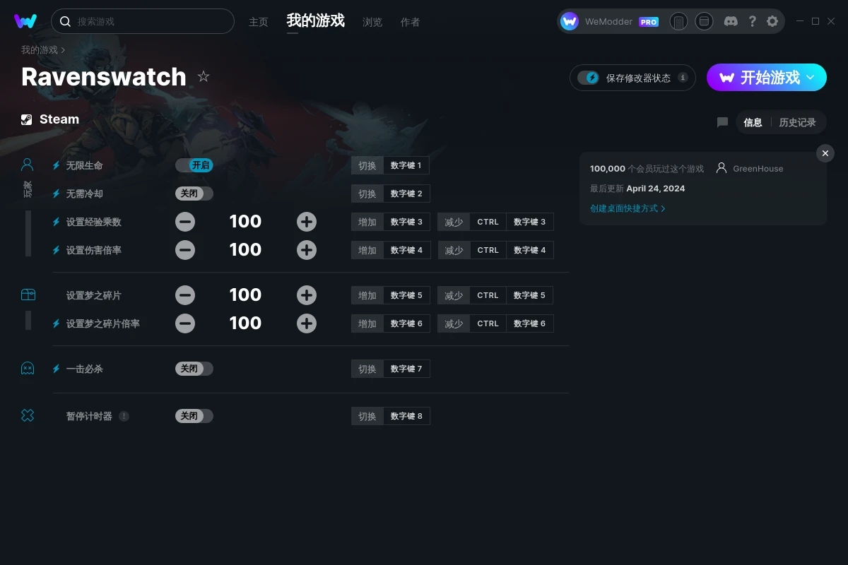 《鴉衛奇旅》v0.17.01八項修改器[GreenHouse]