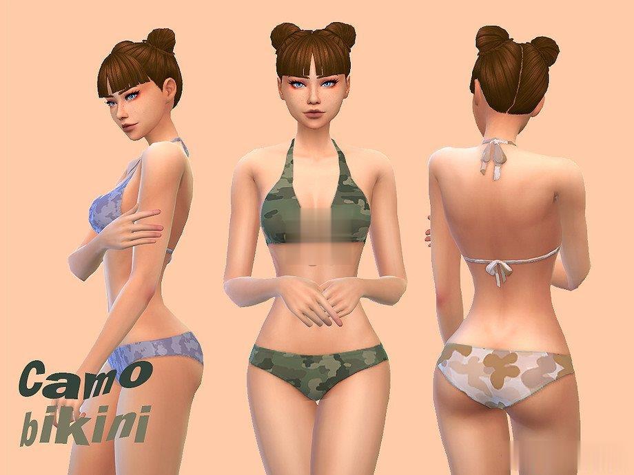 《模擬人生4》女性迷彩印花比基尼MOD
