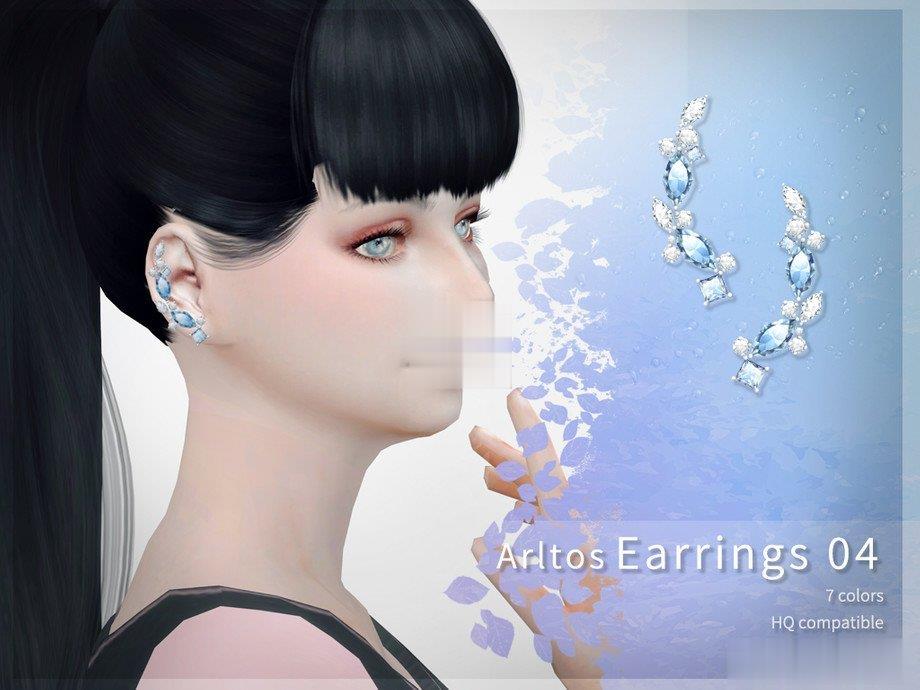 《模擬人生4》女性細碎樹葉風格耳環MOD