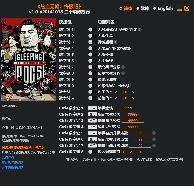 《熱血無賴：終極版》v1.0-v20141018二十項修改器風靈月影版