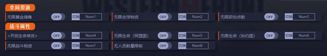 《世界大戰：西方戰線》v807456八項修改器一修大師版
