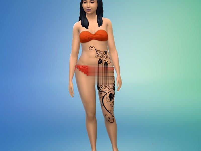 《模擬人生4》腿部的玫瑰花紋身MOD