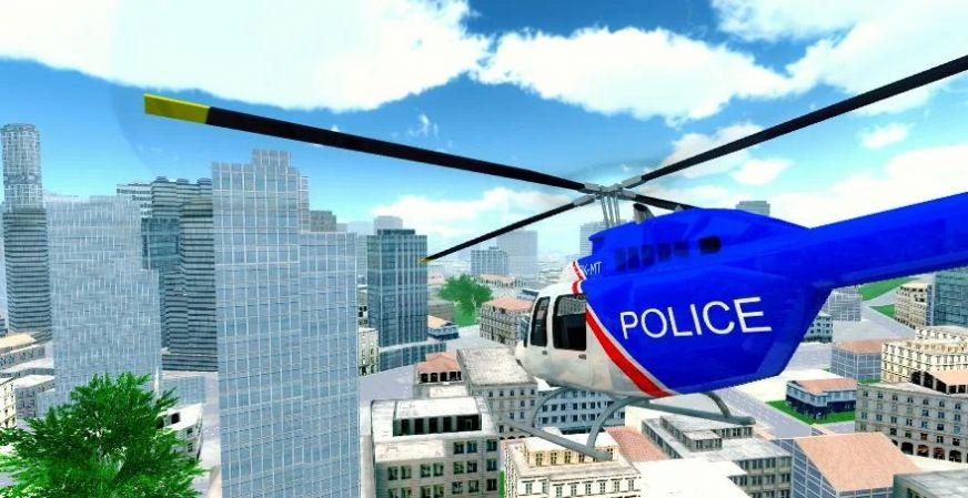 警方直升機城市飛行