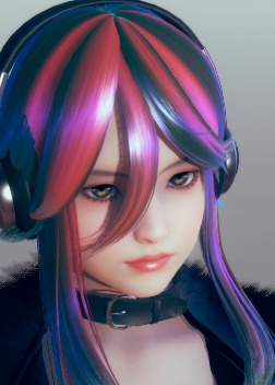《AI少女》紫色長發紅色挑染時尚黑衣御姐MOD