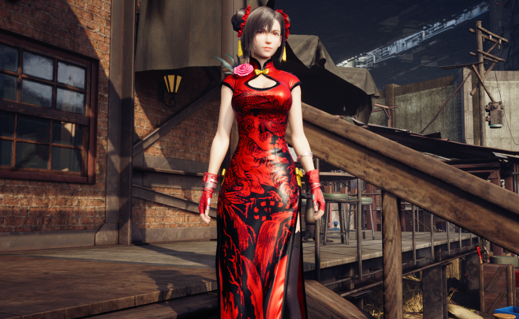 《最終幻想7：重制版》蒂法中式旗袍喜慶紅MOD