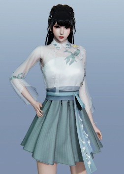 《AI少女》翠裙紗袖長發美少女MOD