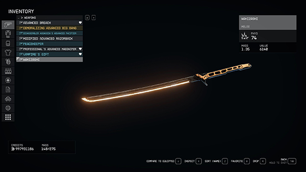 《星空》賽博朋克2077武士刀替換原版武士刀MOD