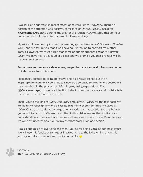 《超級動物園故事》被指抄襲《星露谷物語》開發者親自道歉！