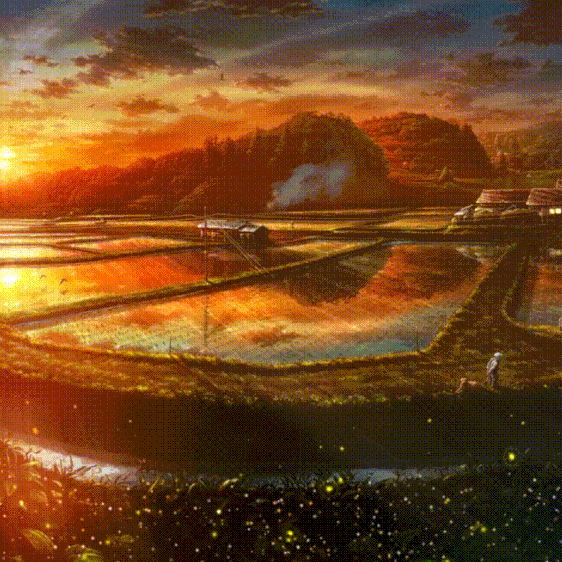 《Wallpaper Engine》水稻田精美動漫風繪圖動態壁紙