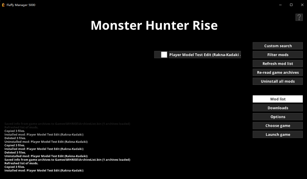 《怪物獵人崛起：曙光》MOD管理工具FluffyManager5000v2.255