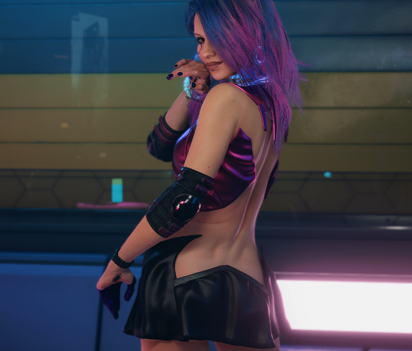 《賽博朋克2077》賽博風啦啦隊超短裙MOD