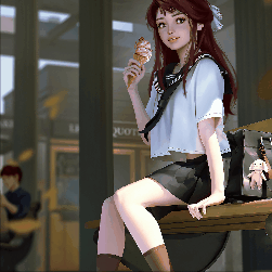 《Wallpaper Engine》夏日做長凳上吃冰淇淋的女孩動態(tài)壁紙