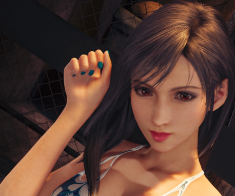 《最終幻想7：重制版》蒂法美艷妝容藍白細繩泳裝MOD