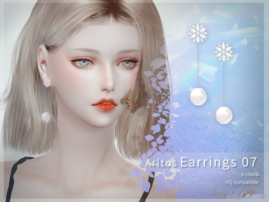 《模擬人生4》精致的雪花珍珠耳環MOD