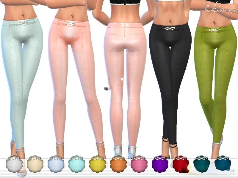 《模擬人生4》女性帶皮扣的皮質長褲MOD