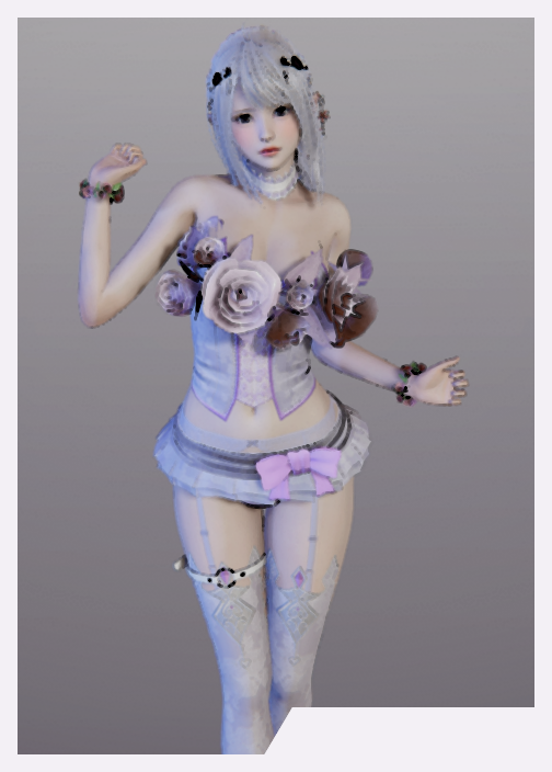 《AI少女》銀發銀絲花卉洋裝美少女MOD