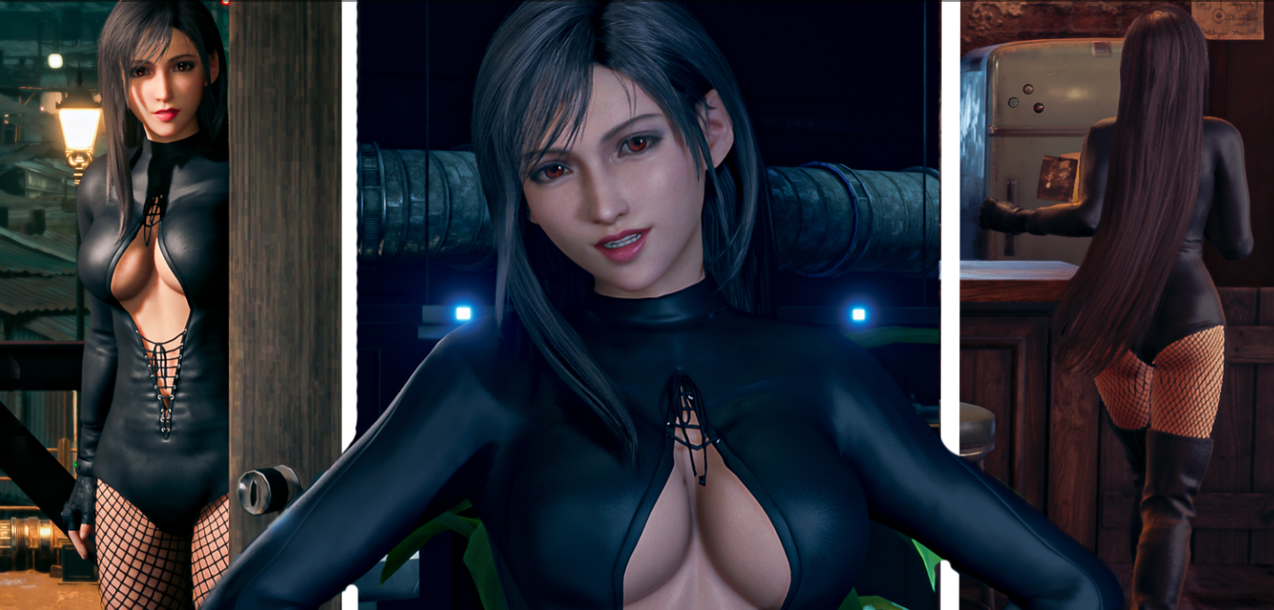 《最終幻想7：重制版》蒂法黑色開胸緊身衣MOD